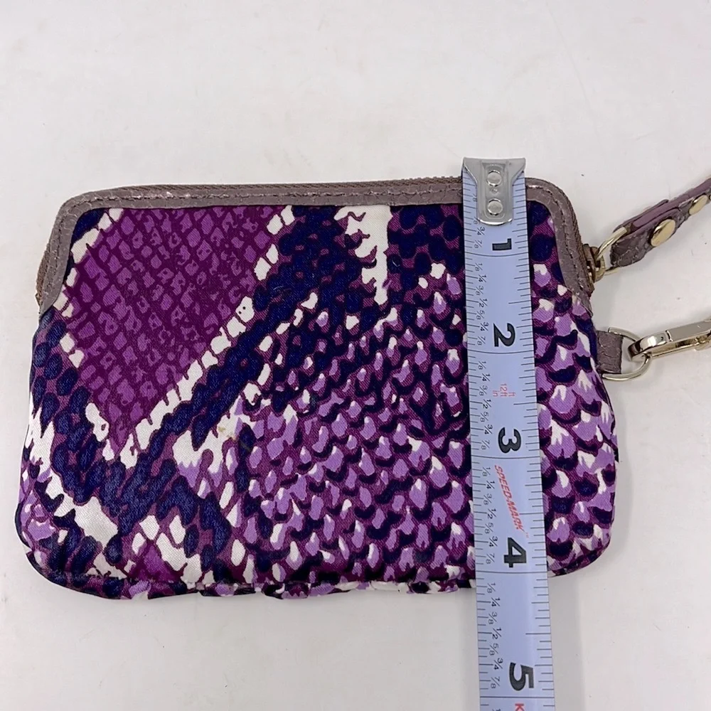 Diane Von Furstenburg Wristlet Wallet Purple Nylon Snake Pattern Stud Leather
